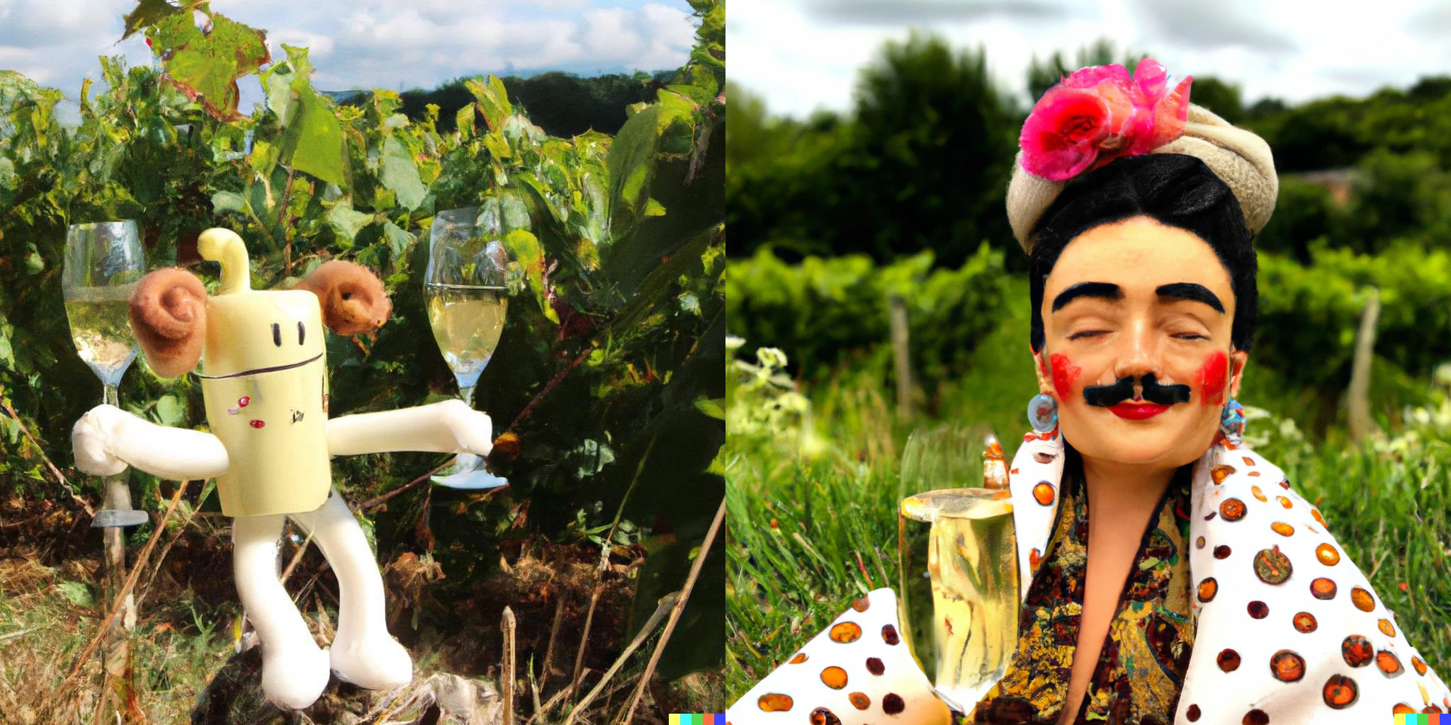 Cremulen og Frida Kahlo nyter Cremant i det fri.